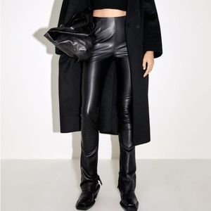 Zara Extra Long Faux Leather Leggings